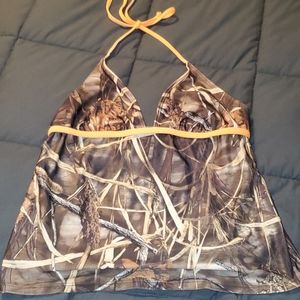 Juniors camo tankini swim top